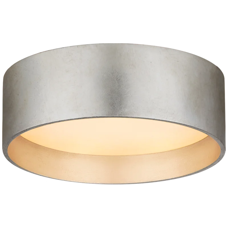 Contemporary Shaw Drum LED Flush Mount in Burnished Silver Leaf
