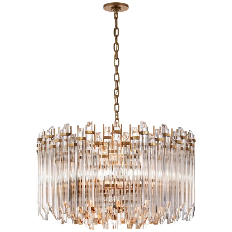 Adele Hand-Rubbed Antique Brass 4-Light Acrylic Drum Chandelier