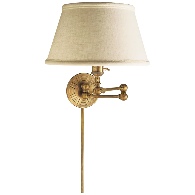 Boston Adjustable Swing Arm Wall Lamp in Antique Brass