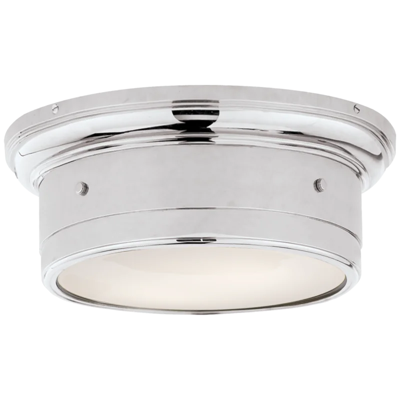 Siena Chrome Finish Riveted Round Ceiling Light with White Glass