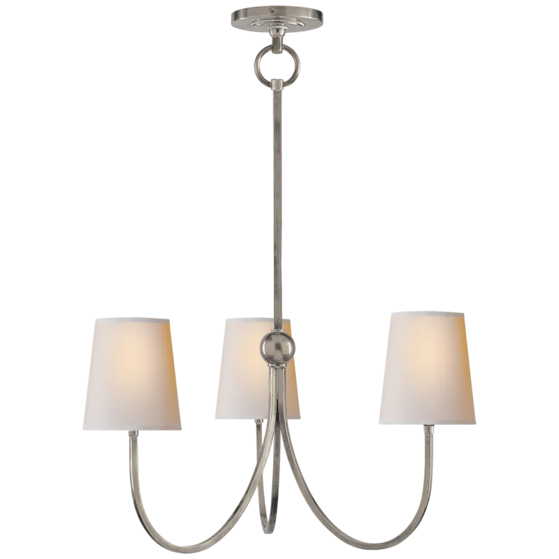 Antique Nickel 3-Light Mini Chandelier with Paper Shades