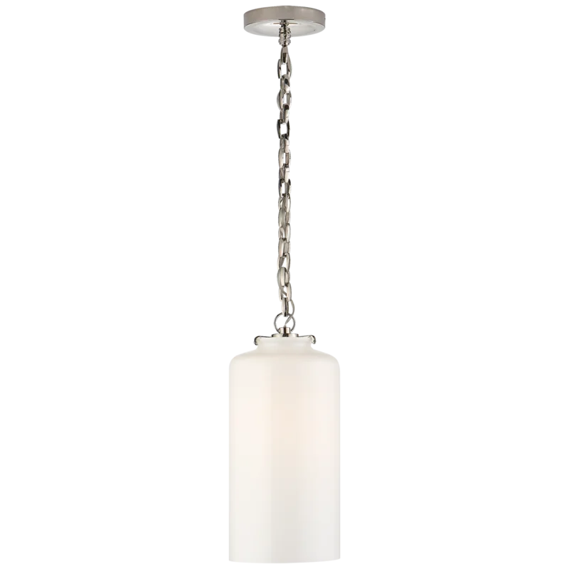 Katie Polished Nickel 15.75" Tall Cylinder Pendant with Glass Shade