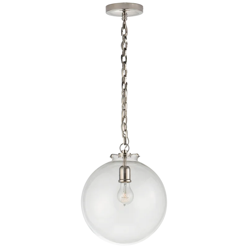 Katie 14" Polished Nickel Glass Globe Pendant Light