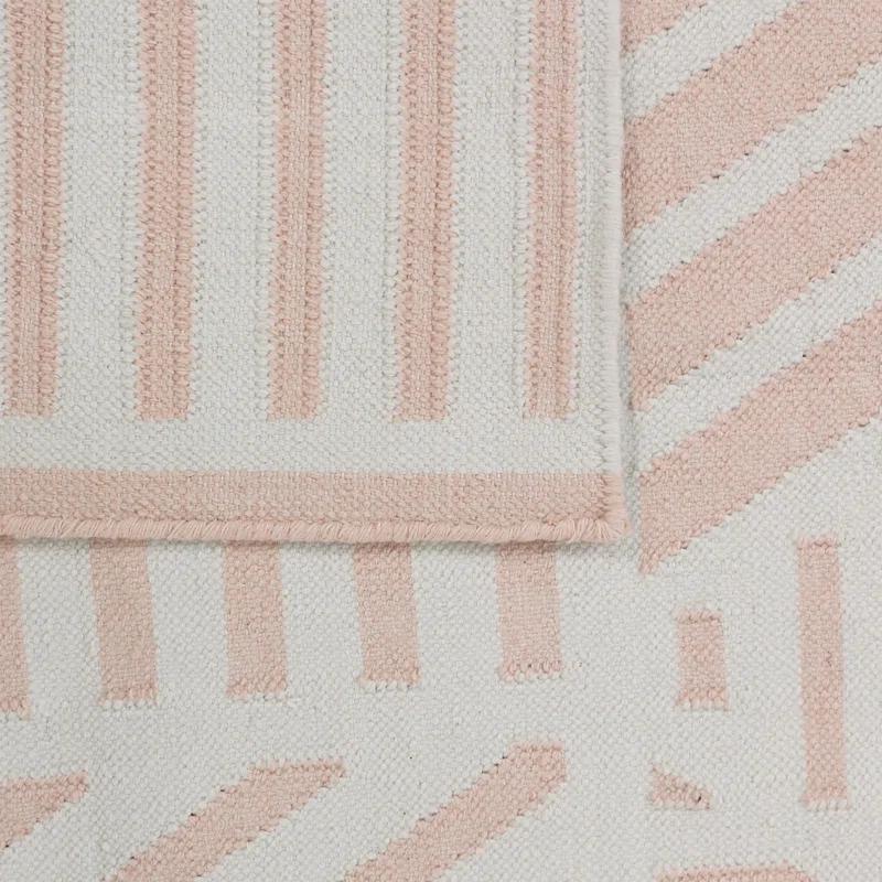 LOOMY Geometric Handmade Flatweave Pink/Ivory Indoor / Outdoor Area Rug