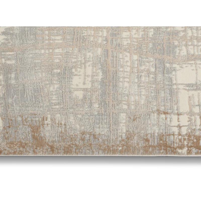 Ivory & Taupe Abstract Handmade Wool Blend 4' x 6' Rug