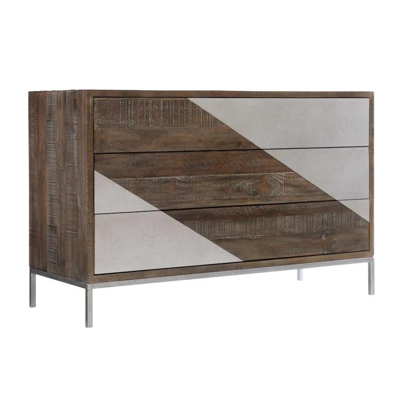 Eastman Transitional 50'' Gray and Brown Sideboard with Steel Accents
