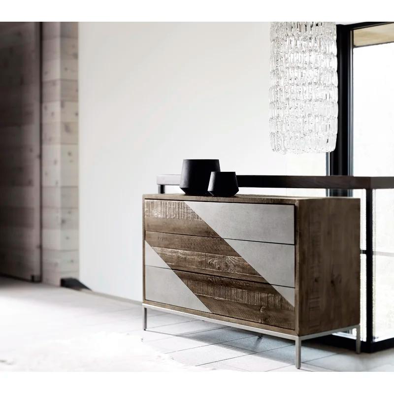 Eastman Transitional 50'' Gray and Brown Sideboard with Steel Accents
