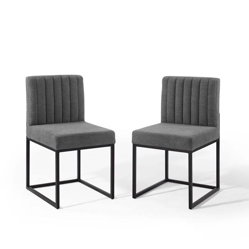 Latitude Run® Carriage Dining Chair Upholstered Fabric (Set of 2)