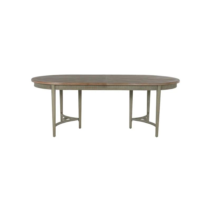 Whitlock Transitional Extendable Oval Dining Table in Beige/Gray