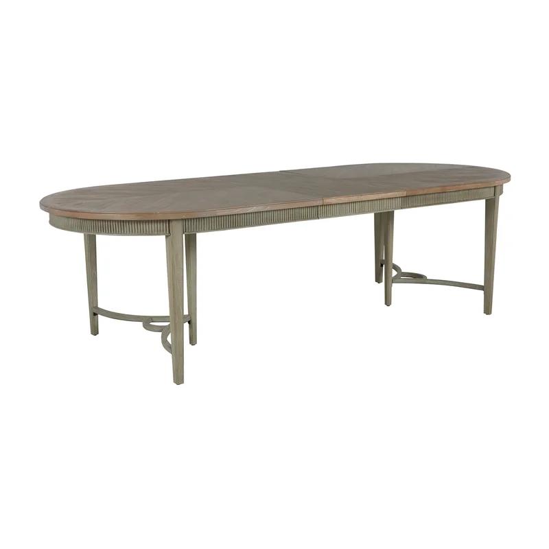 Whitlock Transitional Extendable Oval Dining Table in Beige/Gray