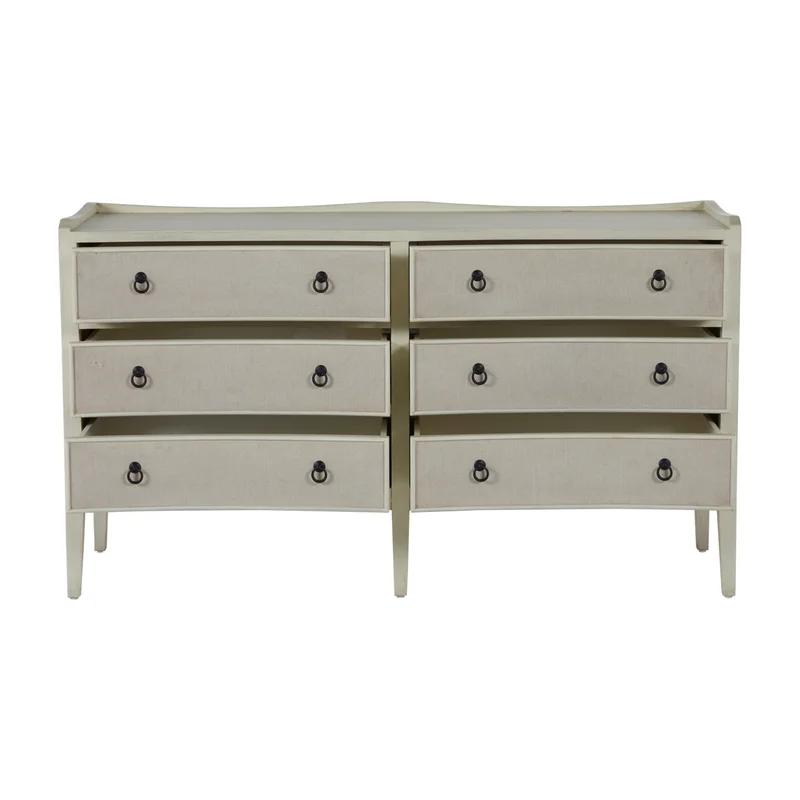 Naomi Transitional 6-Drawer Dresser in Antique Cream and Natural Linen