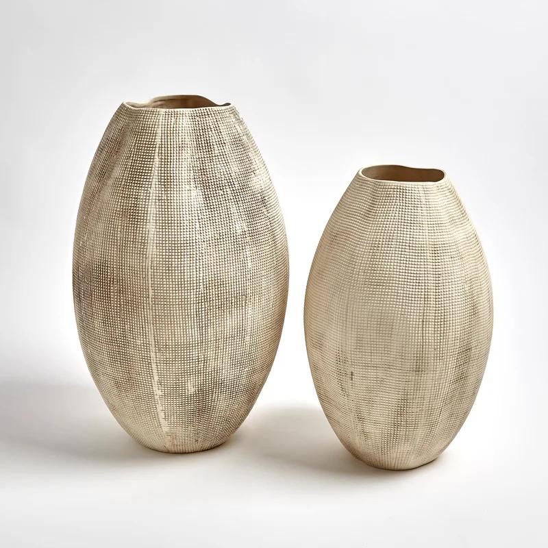 Elegant Traditional Cream Ceramic Decorative Vase 20.5"