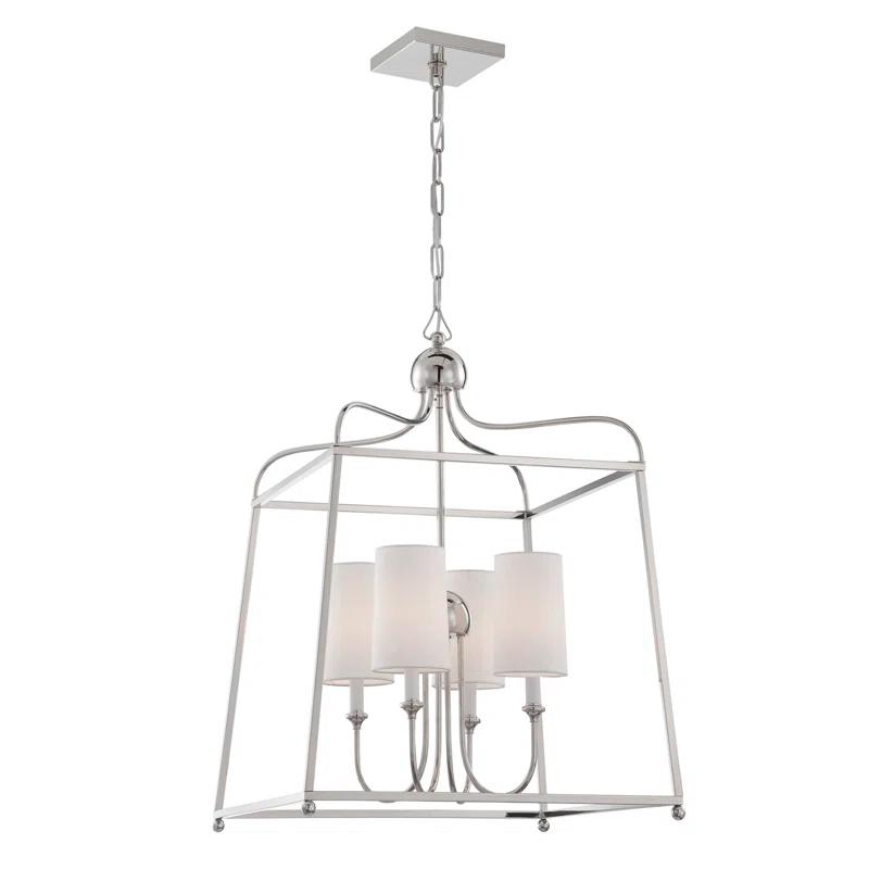 Four Light Chandelier With Linen Fabric Shades In Traditional Style 21.5 Inches Wide By 29.75 Inches High     -Traditional Installation Crystorama