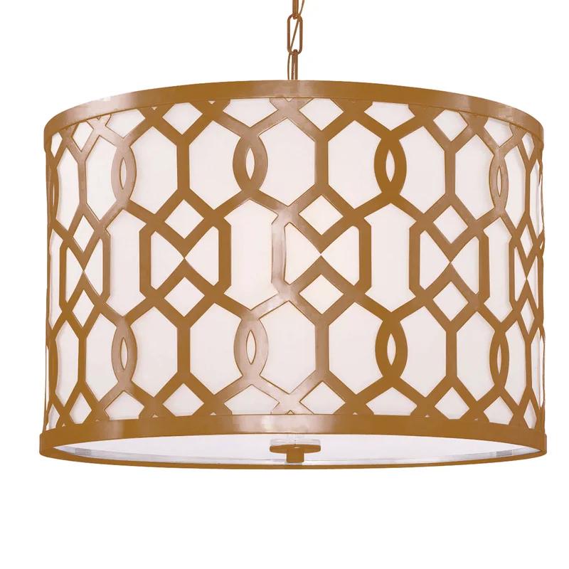 Aged Brass Elegance 5-Light Chandelier with White Silk Shade