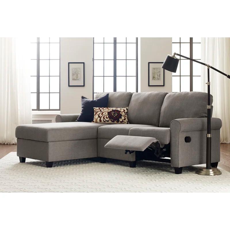 Copenhagen 89'' Gray Microfiber Sectional Sofa with Storage Chaise