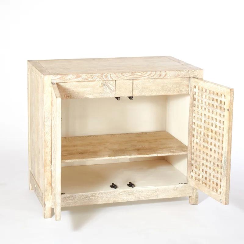 Seaside Driftwood Lattice Cabinet with Adjustable Shelves