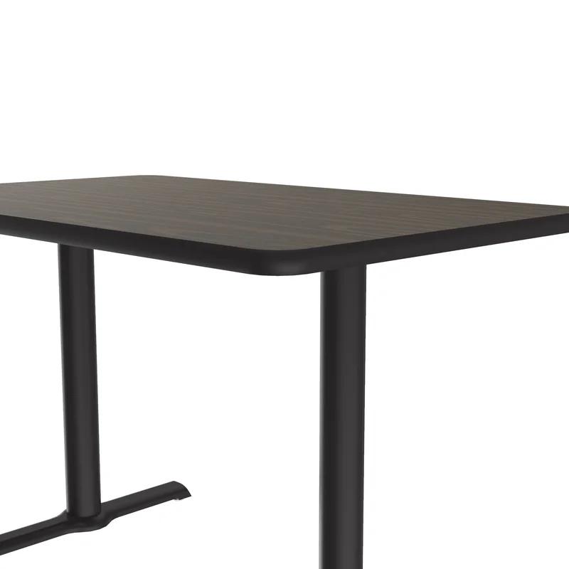 Contemporary Walnut Laminate 60'' Dining Table with Black Base