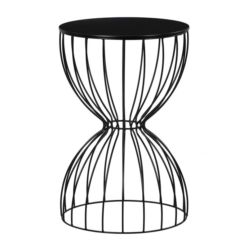 Elle Decor Elle Decor Cami Modern Hourglass Metal End Table, Decorative Round Accent Coffee Table or Nightstand