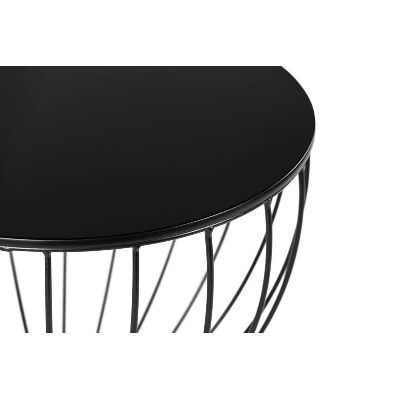 Elle Decor Elle Decor Cami Modern Hourglass Metal End Table, Decorative Round Accent Coffee Table or Nightstand