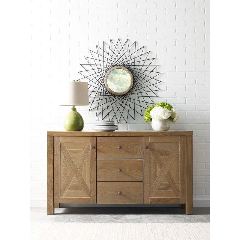 French Elm Weathered Wood Sideboard with Farmhouse Charm