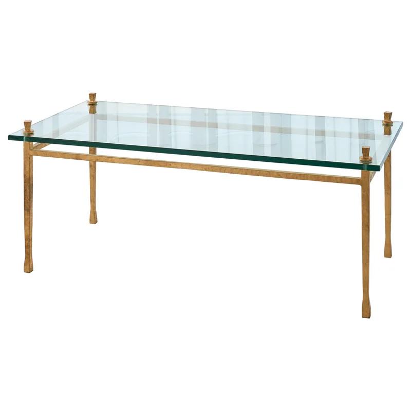 Gold Leaf Rectangular Glass Coffee Table