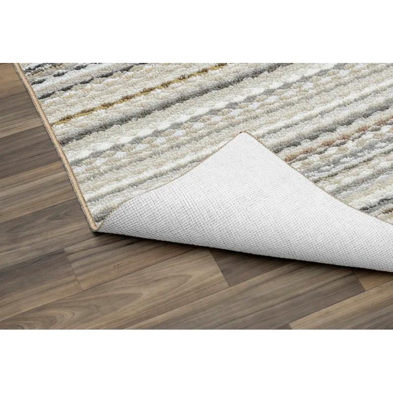 Carnival Earthtone Stripe Tufted 3' x 5' Synthetic Area Rug