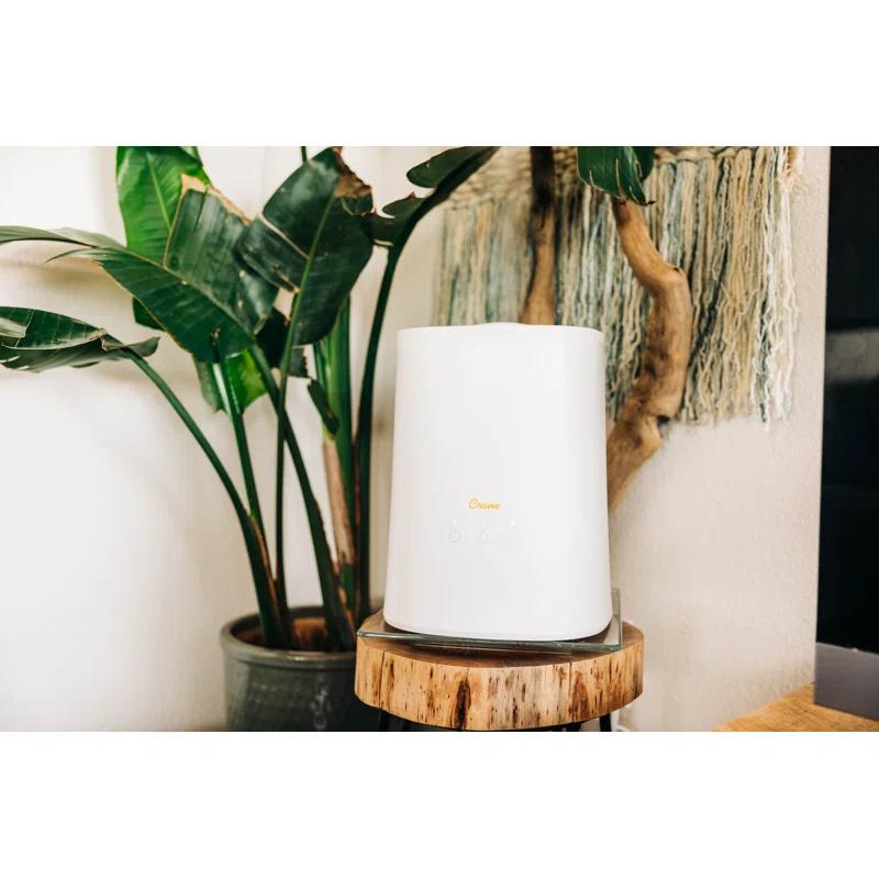 Crane USA 1.2 Gal. Cool Mist Ultrasonic Tabletop Humidifier 500 Sq. Ft., With Night Light, For Bedroom
