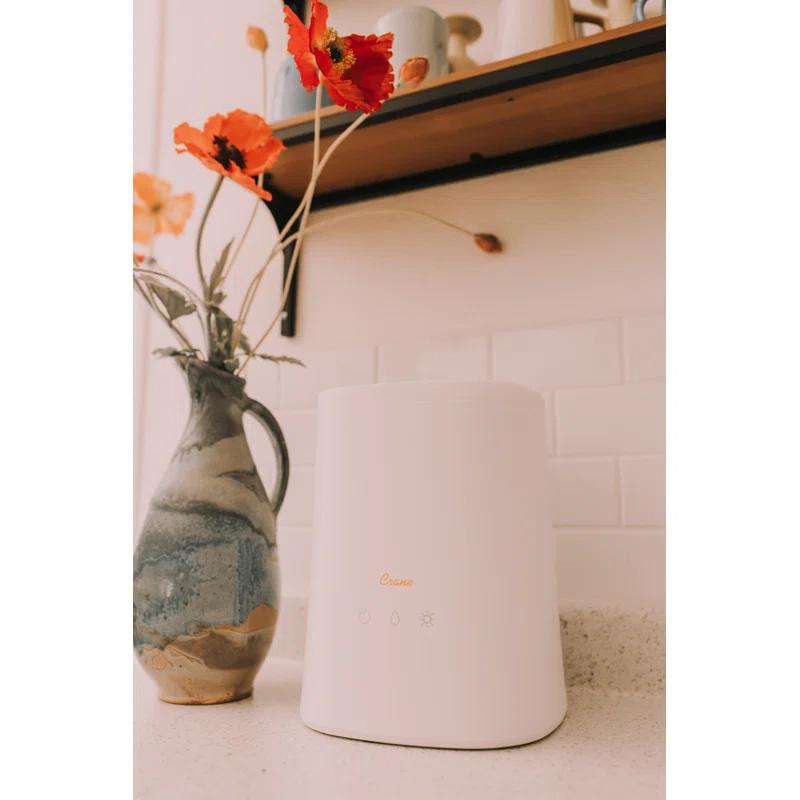 Crane USA 1.2 Gal. Cool Mist Ultrasonic Tabletop Humidifier 500 Sq. Ft., With Night Light, For Bedroom