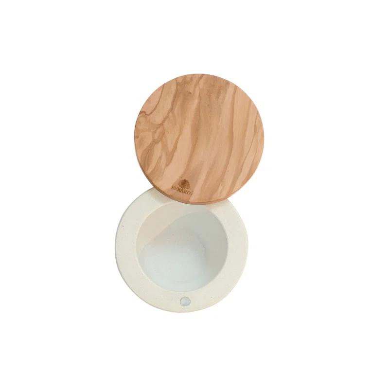 Berard France Olive Wood & Concrete Salt Keeper Box