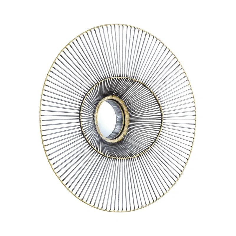 Bronze and Gold 24" Round Iron Wire Wall Mirror