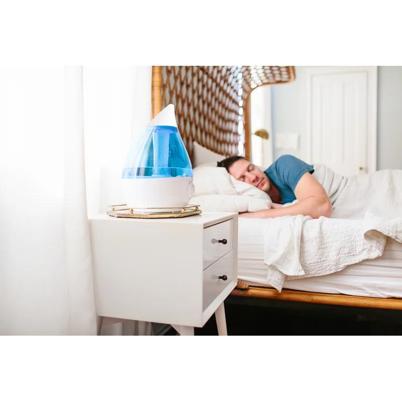 Crane USA 1 Gal. Cool Mist Ultrasonic Humidifier for Bedroom, Office, Nursery, Blue/White, Crane USA