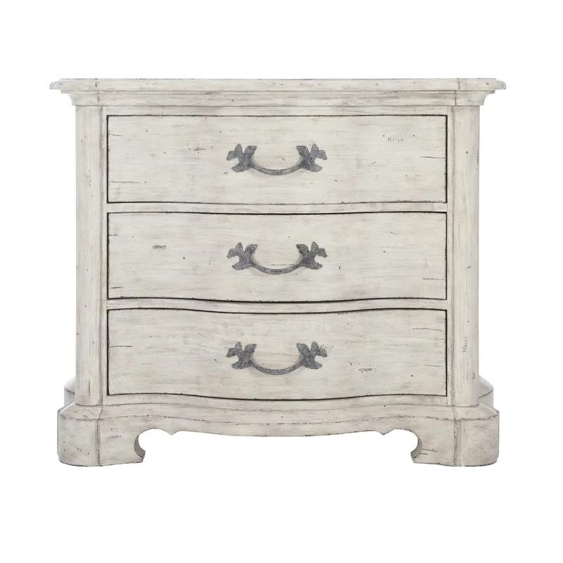 Mirabelle Off-White Pine 3-Drawer French Country Nightstand