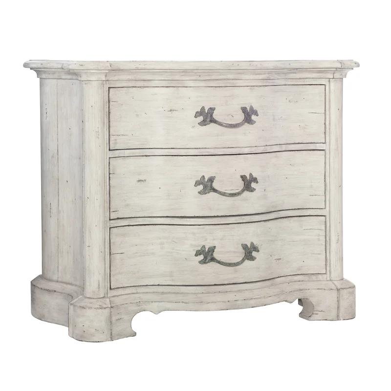 Mirabelle Off-White Pine 3-Drawer French Country Nightstand