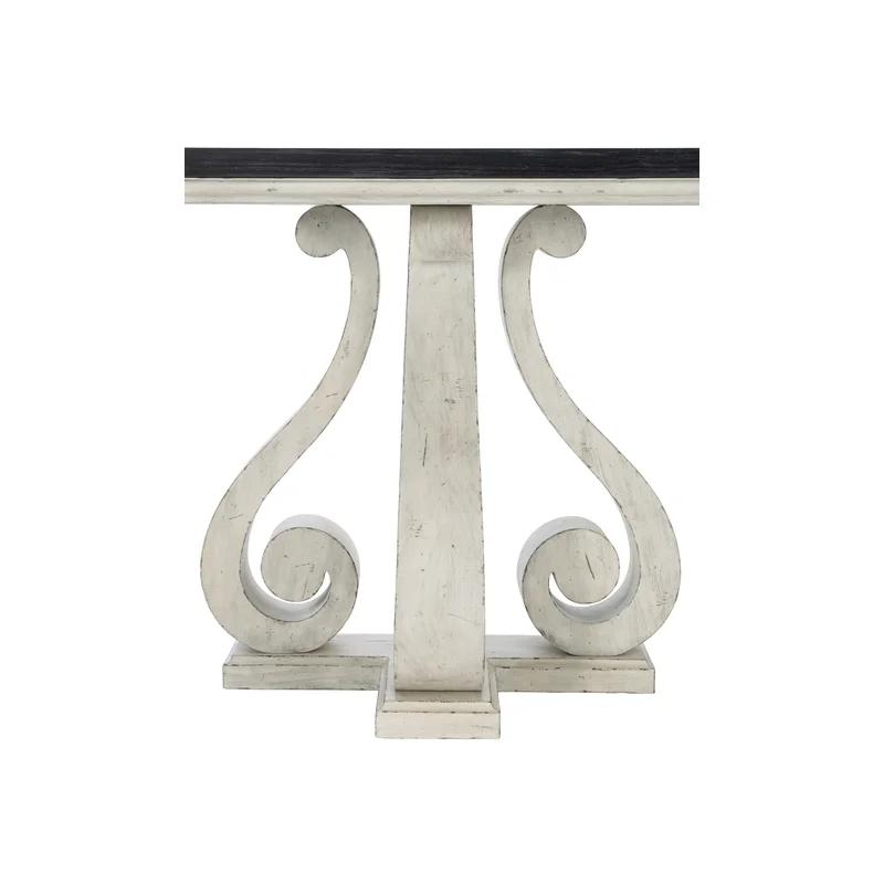 Mirabelle French Country 80'' Black and Off-White Console Table with Storage