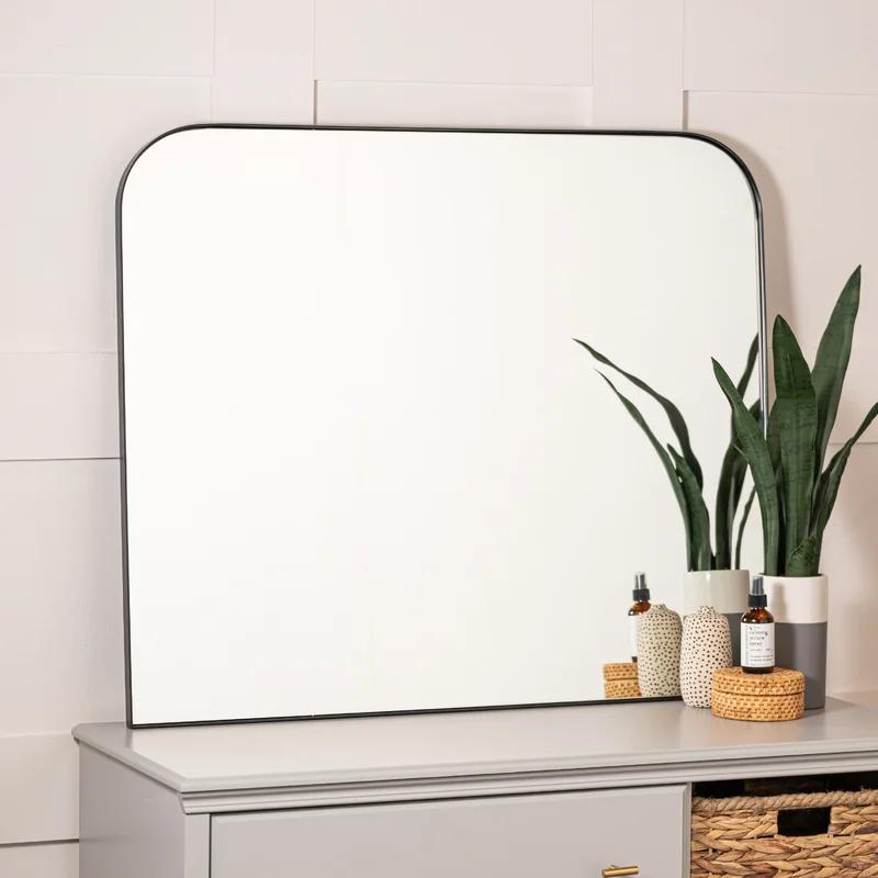Elegant Matte Black Rectangular Vanity Wall Mirror