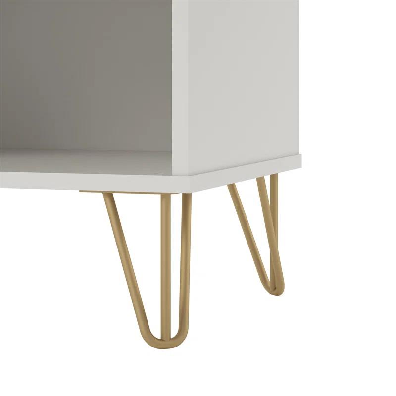 Finley Mid-Century Modern White and Gold 1-Drawer Nightstand