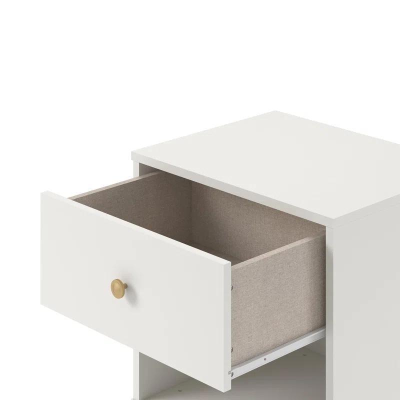 Finley Mid-Century Modern White and Gold 1-Drawer Nightstand