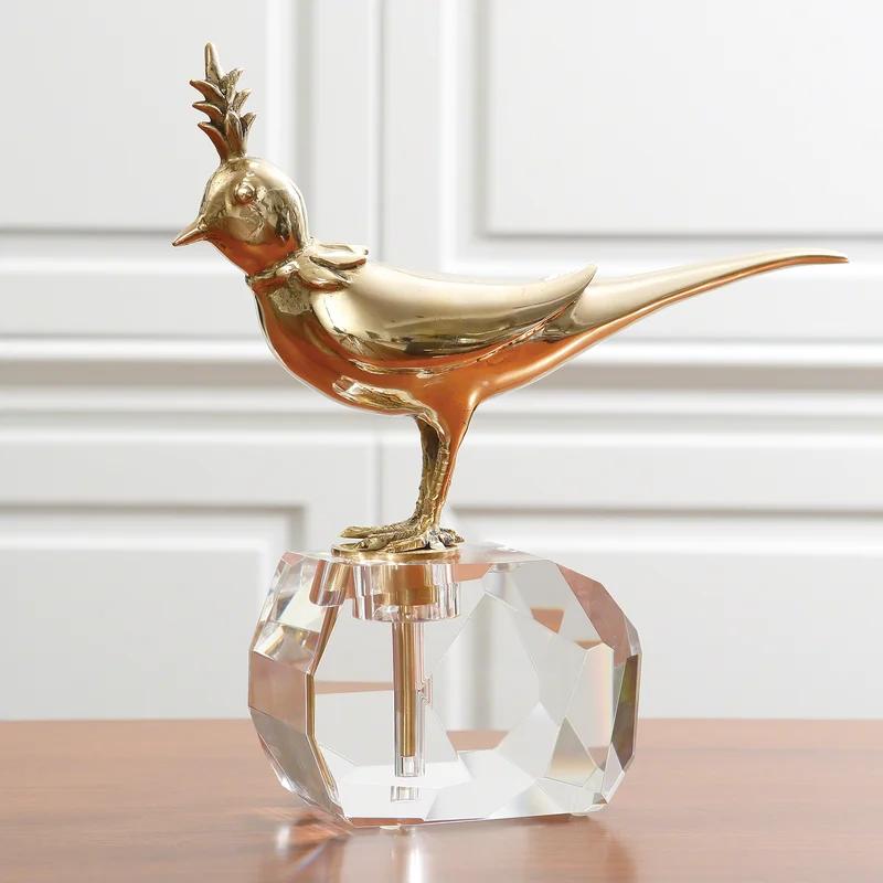 Elegant Brass Bird on Crystal Rock Nursery Decor