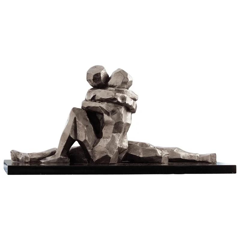 Captivating Nickel Finish Human Condition Sculpture, 18"L x 8.25"W x 9.5"H