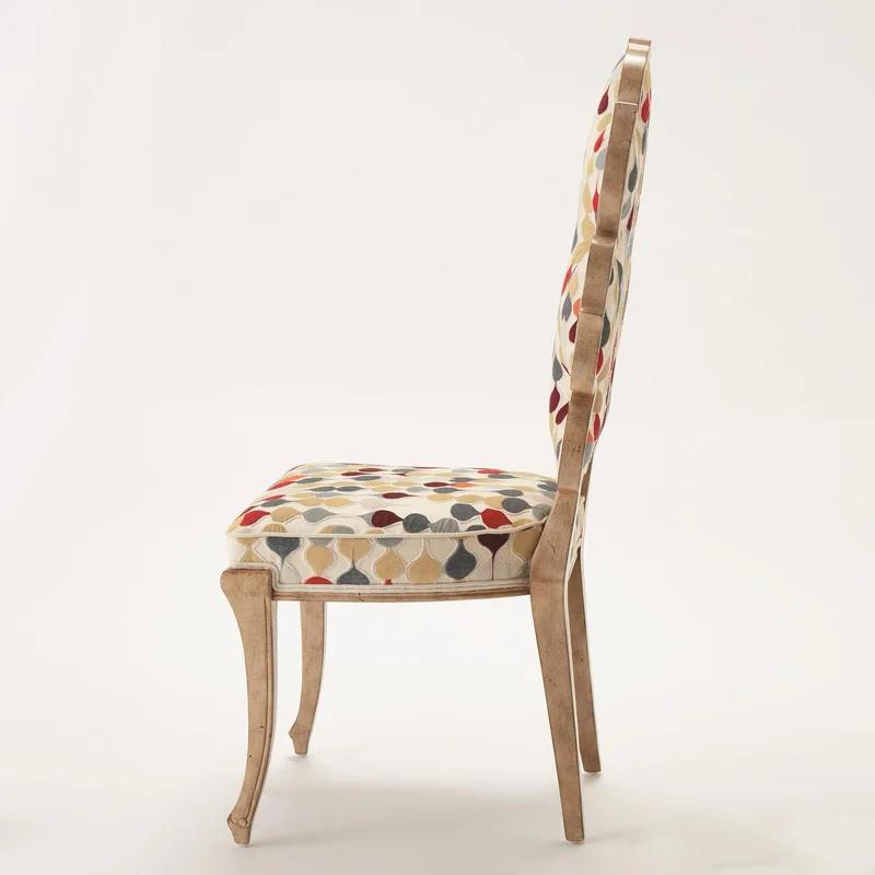 Regal Curves Multicolor Velvet Rubberwood Side Chair