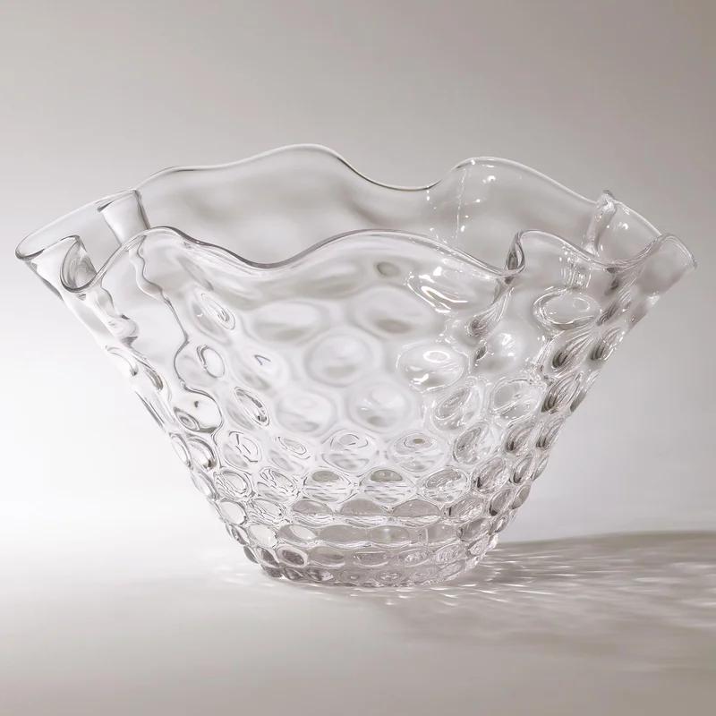 Honeycomb Optic Handcrafted Wavy Glass Bowl