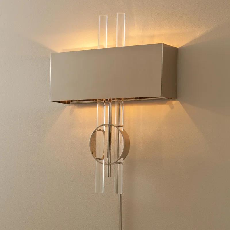 Elegant Dual-Light Nickel Sconce with Acrylic Rods and Dimmable Feature