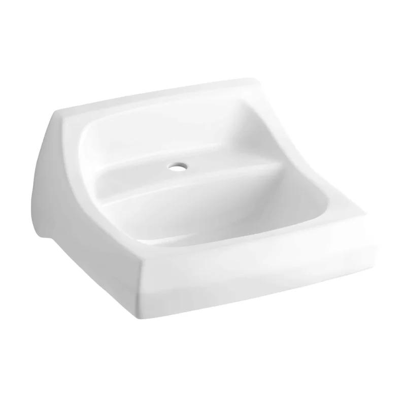 Kingston Rectangular Wall-Mount Bathroom Sink in White Ceramic