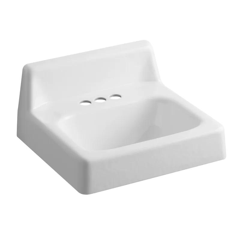 Hudson White 20" Rectangular Cast Iron Wall-Mount Bathroom Sink