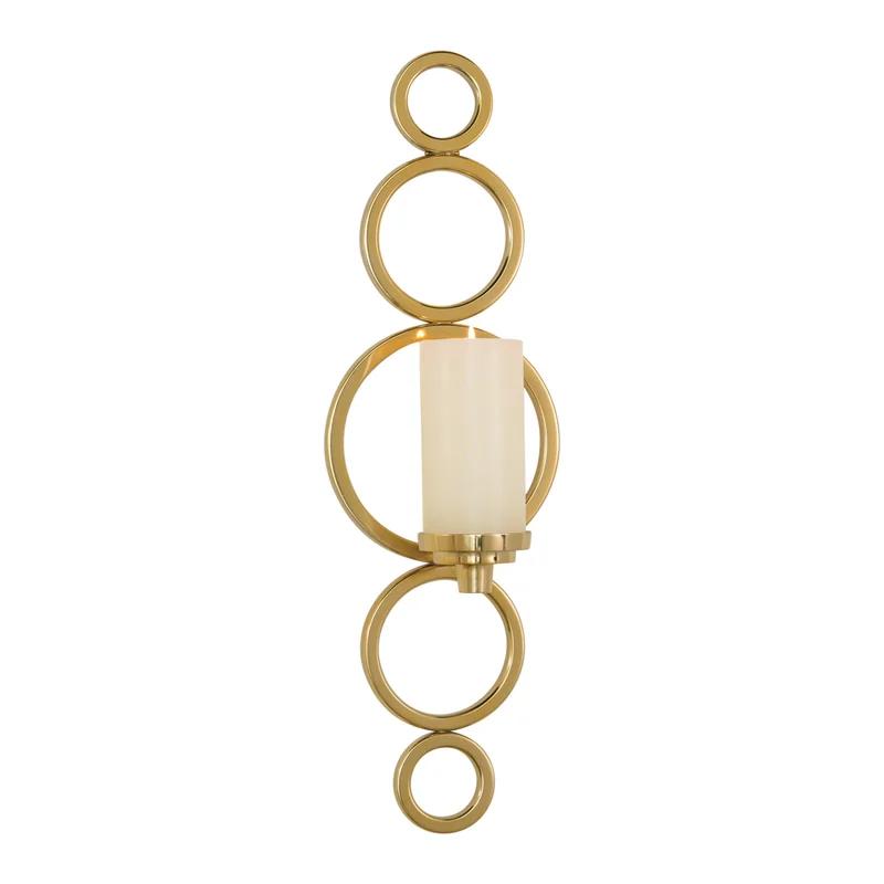 Beveled Progressive Brass Ring Wall Sconce for 3" Pillar Candle