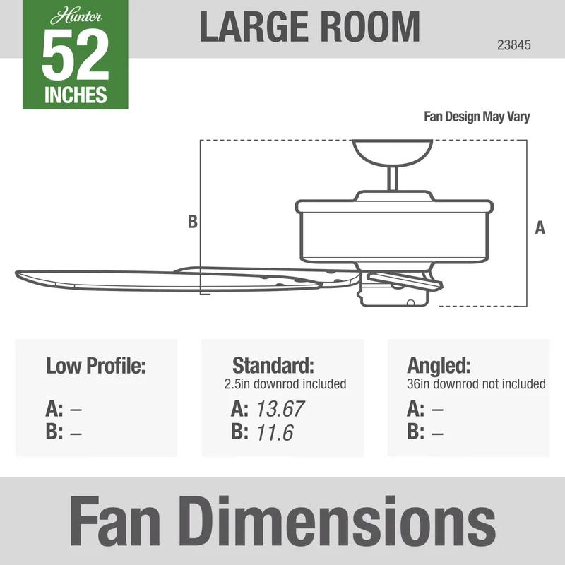 52" White Outdoor Ceiling Fan with Light and Reversible Blades