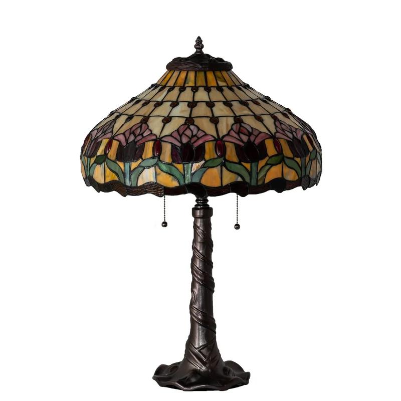 Colonial Tulip 2-Light Mahogany Bronze Table Lamp