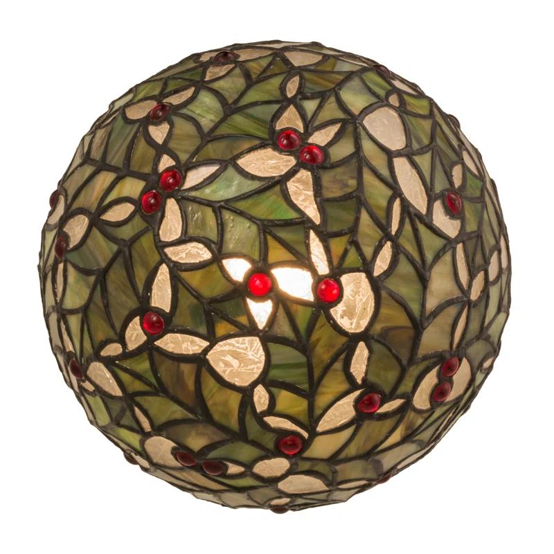 Meyda Tiffany 81754 Holly Ball 1 Light 9" Wide Flush Mount Ceiling Fixture - Brass