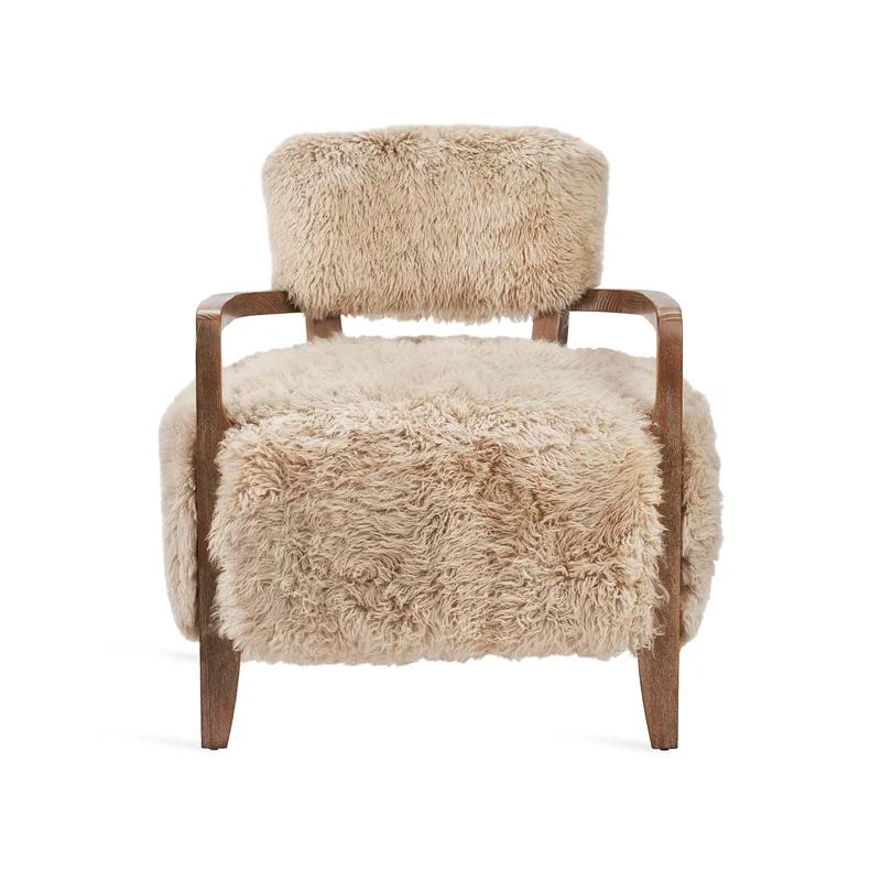 Royce Morel Taupe Tibetan Lambskin Lounge Chair in Autumn Brown