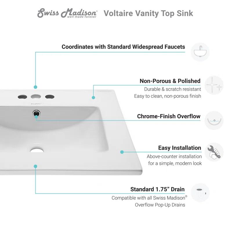 Ceramic 24" Single Bathroom Vanity Top